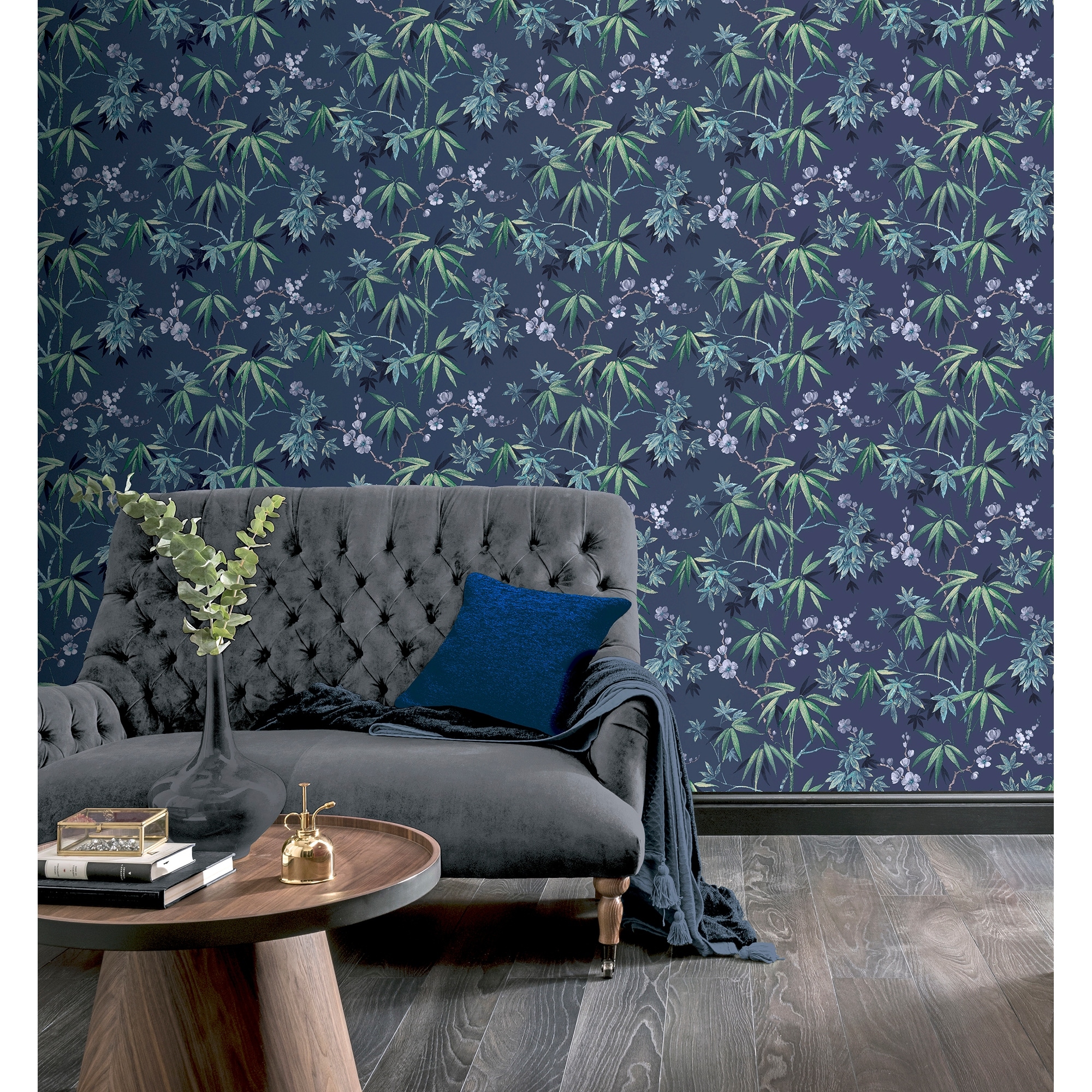 Arthouse Desi Navy Jasmine Garden Wallpaper