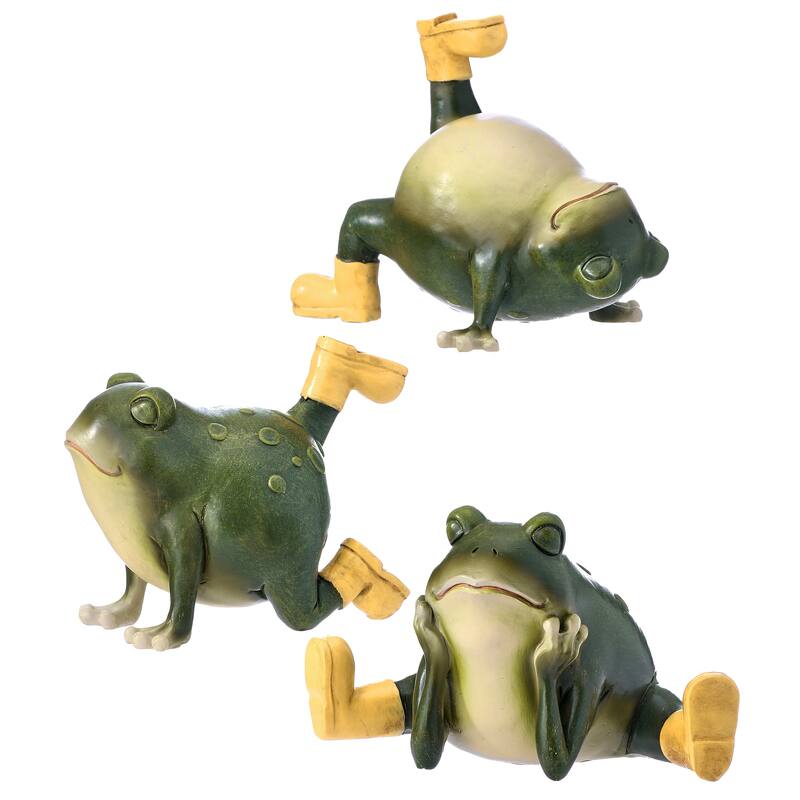 6" Resin Yoga Frog Set of 3