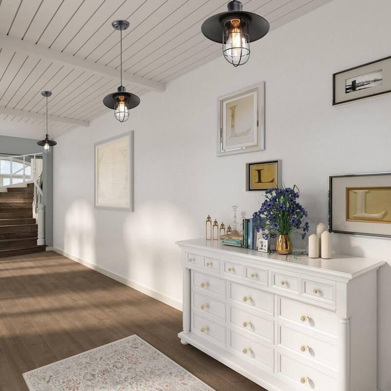 Farmhouse Industrial 1-Light Pendant Metal Cage Hallway Lights