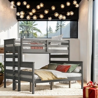Detachable Design Wood Twin Xl Over Queen Bunk Bed with Ladder
