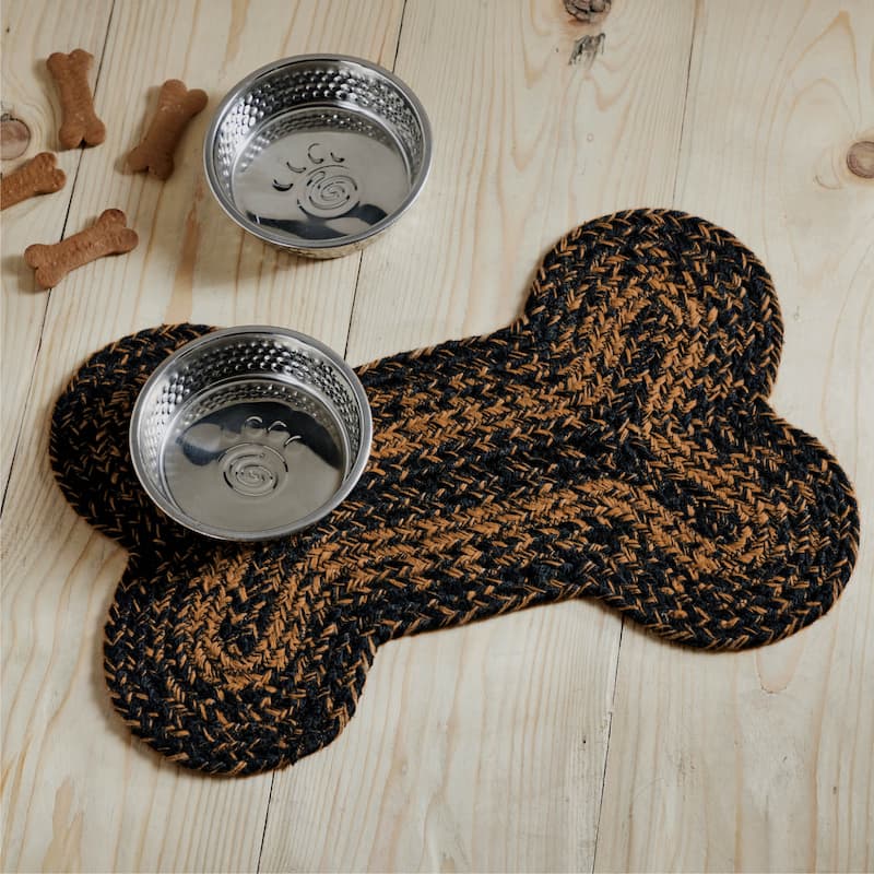 Black & Tan Indoor/Outdoor Small Bone Rug For Pets - 2' x 3' Oval - 2' x 3' Oval - Black