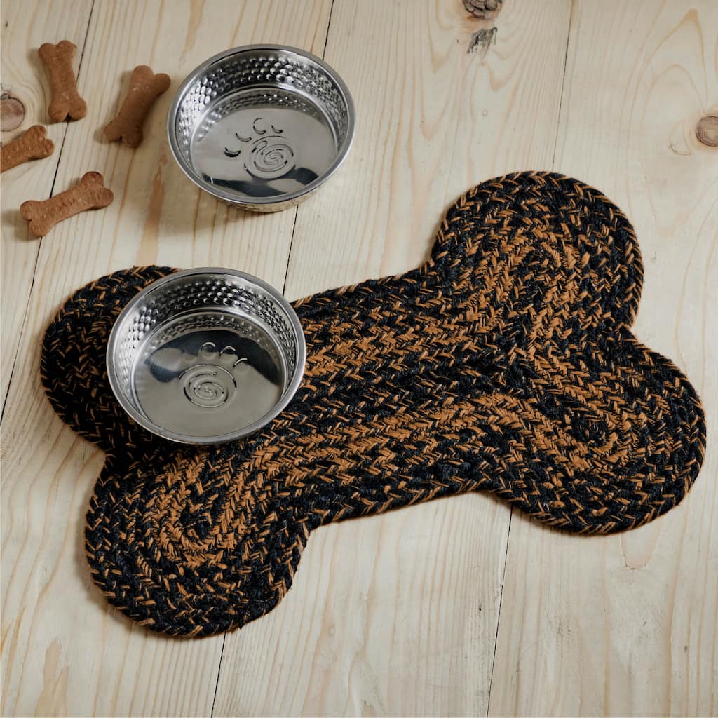 Black & Tan Indoor/Outdoor Small Bone Rug For Pets - 2' x 3' Oval
