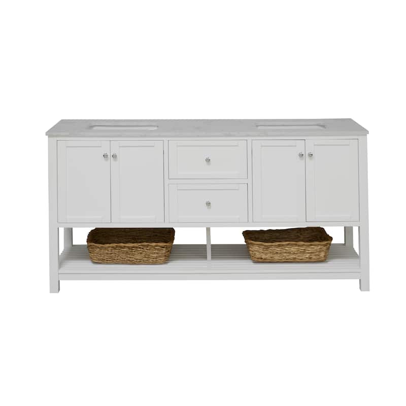 KitchenBathCollection Lakeshore 72" Double Bathroom Vanity with Engineered Carrara Top