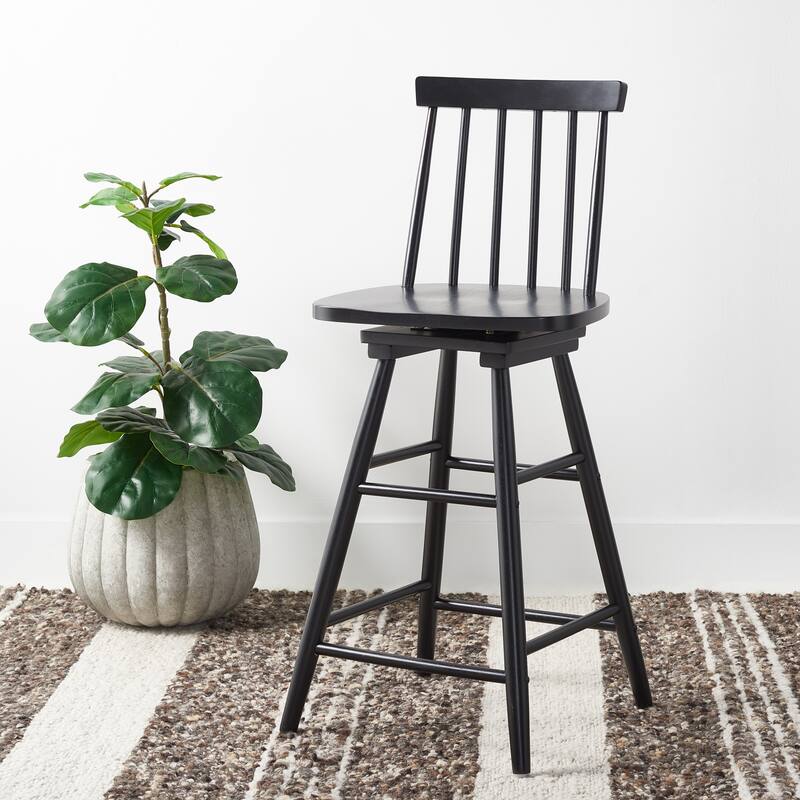 SAFAVIEH Lelah Swivel 25-inch Counter Stool - 17 In. W x 17 In. D x 40 In. H - 17Wx17Dx40H - Black