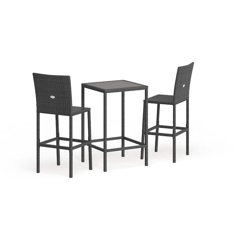 Santa Cruz 3-piece Outdoor Rattan Wicker Bistro Dining Set by Havenside Home