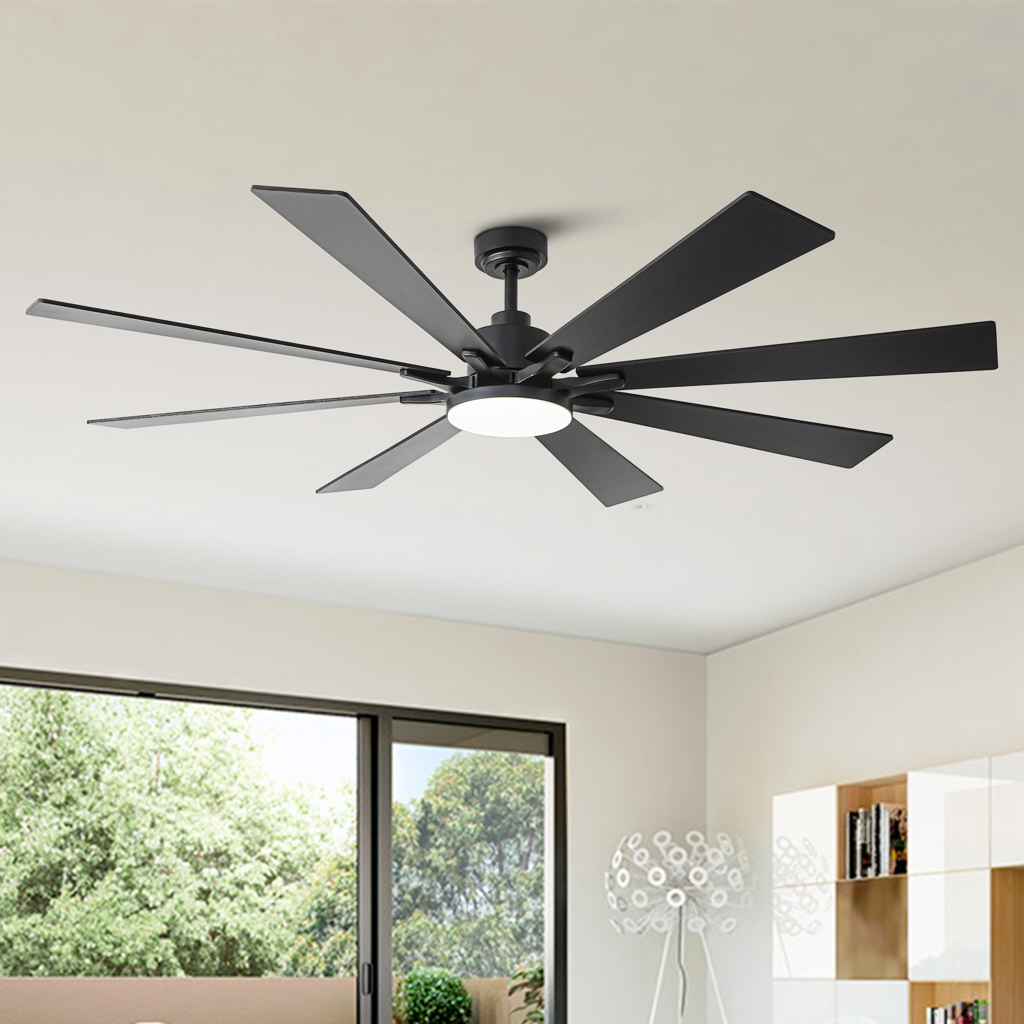 Vaczon 72-in Black Reversible 8-Blade Large Industrial Smart