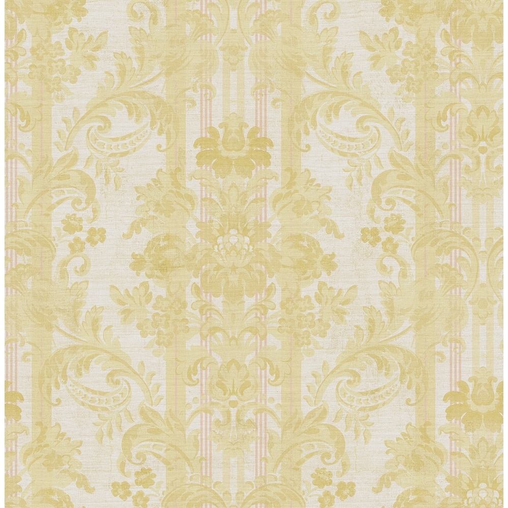 Seabrook Designs Enora Striped Damask Unpasted Wallpaper