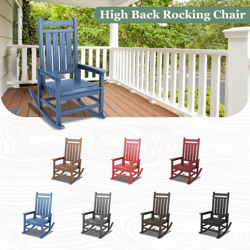 HDPE Outdoor Patio Rocking Plastic Adirondack Chair