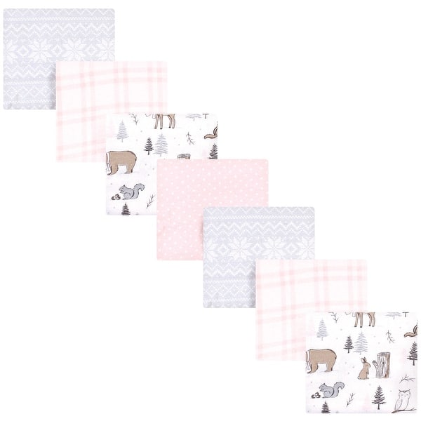 slide 1 of 1, Hudson Baby Infant Girl Cotton Flannel Receiving Blankets Bundle, Winter Forest, One Size - Winter Forest - One Size One Size - Winter Forest