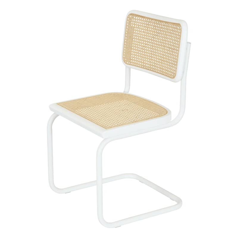 Breuer Chair Company Marcel Breuer Cesca Cane Cantilever Side Chair w/ White Steel Frame (Various Wood & Cane Colors)