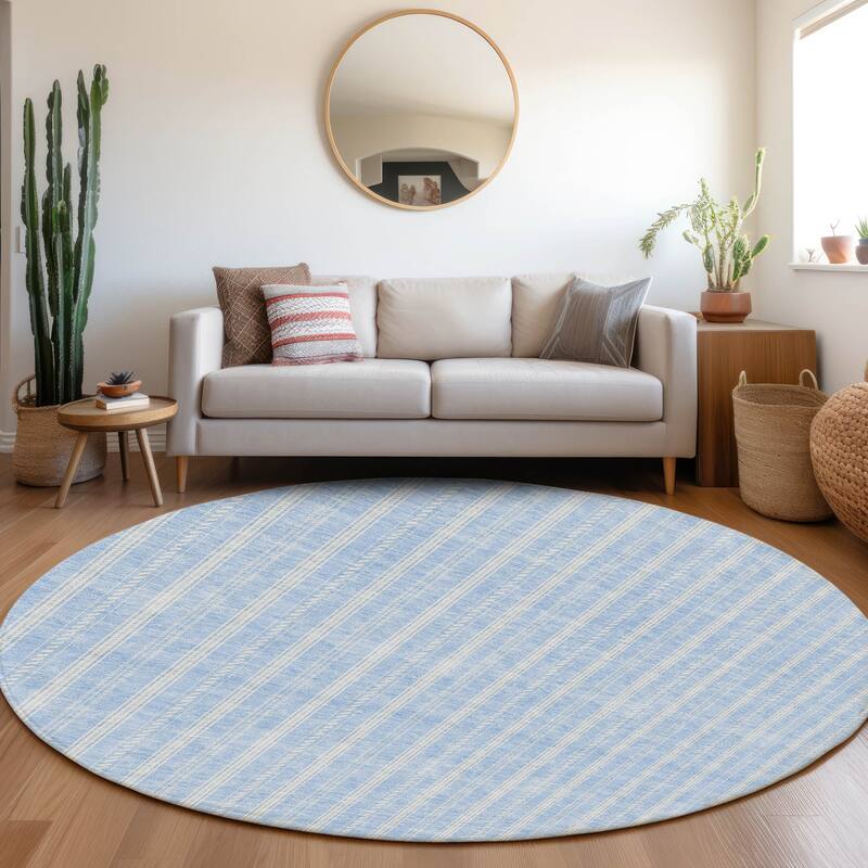 Machine Washable Indoor/ Outdoor Chantille Stripe Twist Rug