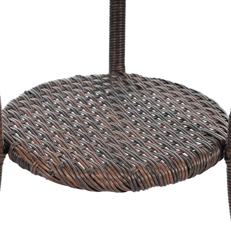 3 Pieces Rattan Bistro Set with A Glass Round Table for Patio