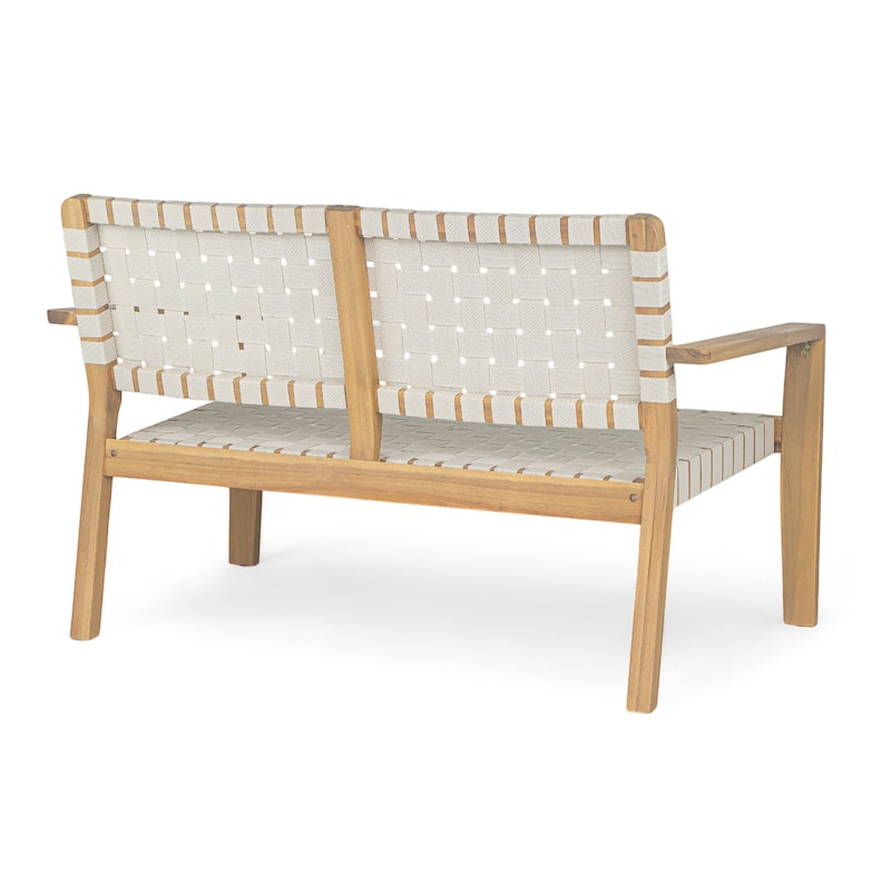 Christopher Knight Home - Hilary Acacia Wood Outdoor Loveseat with Woven Rope, 2-Seater Sofa