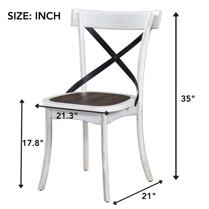 Rustic Modern Farmhouse Design Dining Side Chair with Metal X Design and Weathered Wood Finish