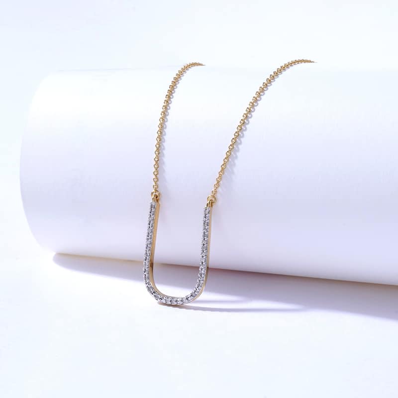 1/20ct TDW Diamond Classic Initial Pendant Necklace in Silver for Women