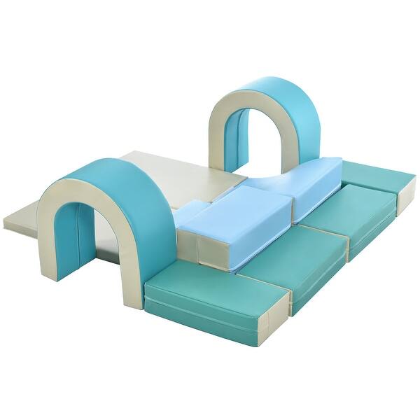 slide 2 of 18, 10 in 1 Soft Climb and Crawl Foam Playset, Soft Foam Nugget Block, Kids Crawling and Climbing Indoor Active Play Structure