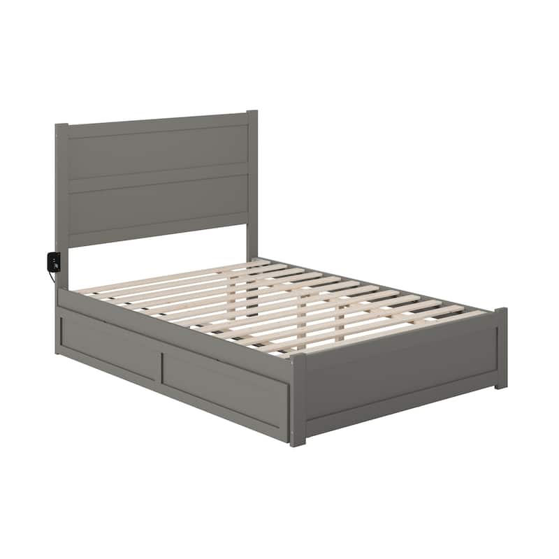 NoHo Full Bed with Footboard and Twin Trundle in Grey