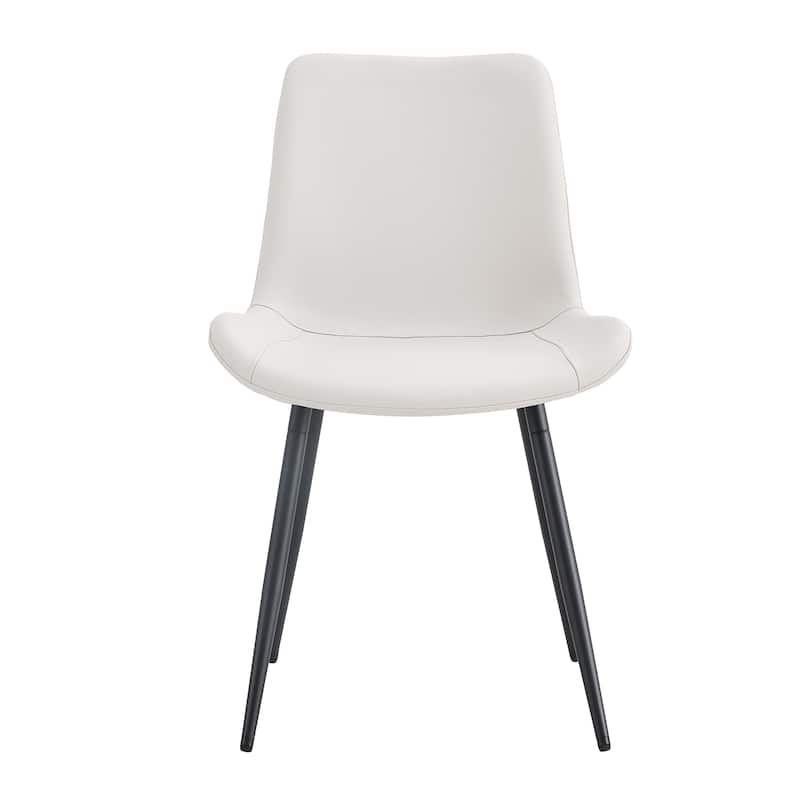 Dining Chairs Set of 6, Modern Armless Kitchen Chairs with Back, Faux Leather Dining Room Chairs with Metal Legs for Home Bistro