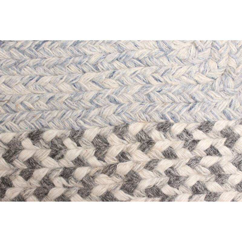 ECARPETGALLERY Braid weave Sienna Light Grey Wool Rug - 2'6 x 4'6