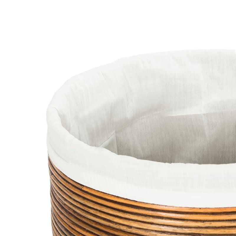 SAFAVIEH Hrissonka Rattan White Wash Storage Hamper with Liner - 19.5" x 19.5" x 33.1" - 20Wx20Dx33H