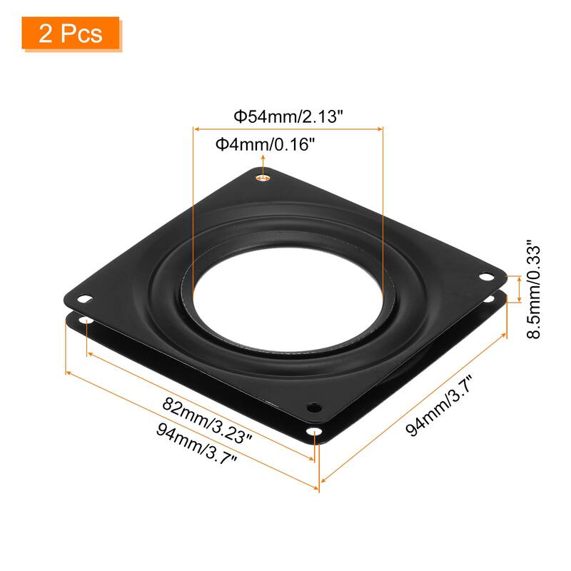 Lazy Susan Hardware, 2Pcs 4 Inch Iron Square Ball Bearing Rotating Plate - Black - Black