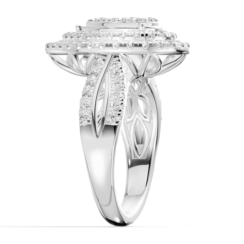 AEON Aurelia Radiance Pear 1.00ct Lab Grown Diamond Cluster Double Halo Ring