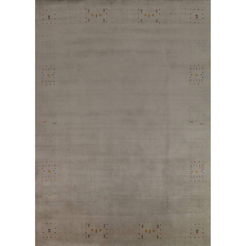 Tribal Gabbeh Oriental Area Rug Handmade Silk Carpet - 9'4" x 11'9"