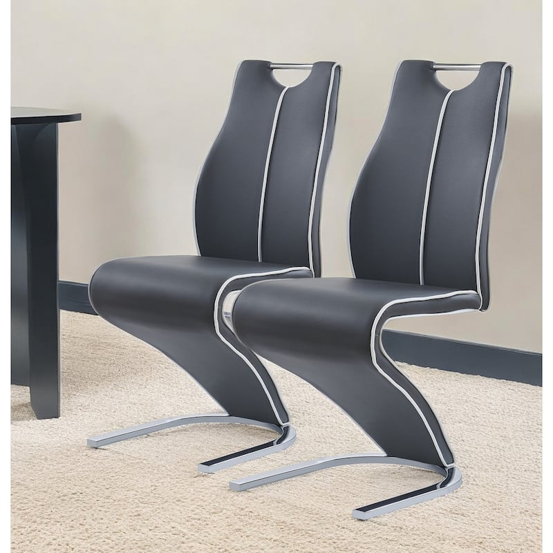 HomeRoots Set of Two Gray and White And Silver Upholstered Dining Side Chairs - Set of 2 - Grey, White