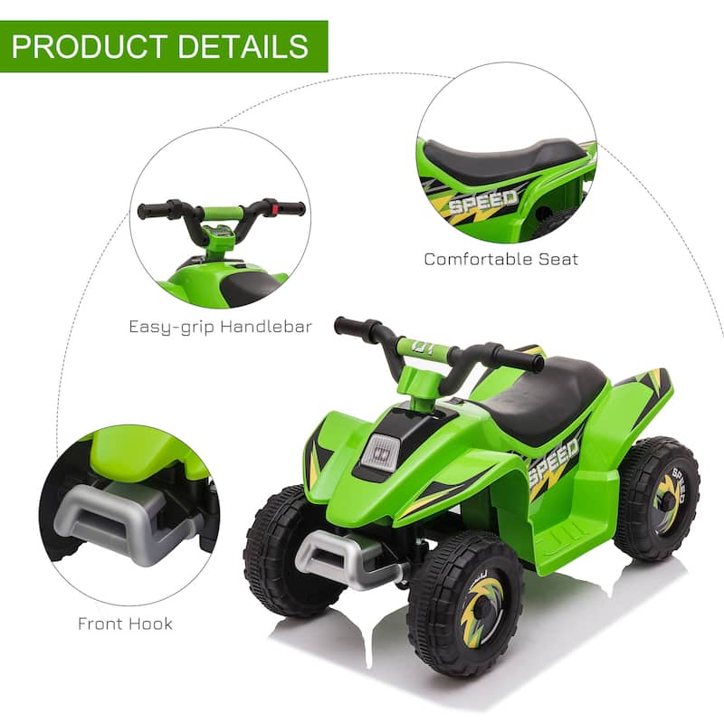 4 Wheel Off-Road Vehicle with Wear-Resistant Tires, 6V Children's Battery Powered Electric Vehicle, Green Motor Vehicle Toy