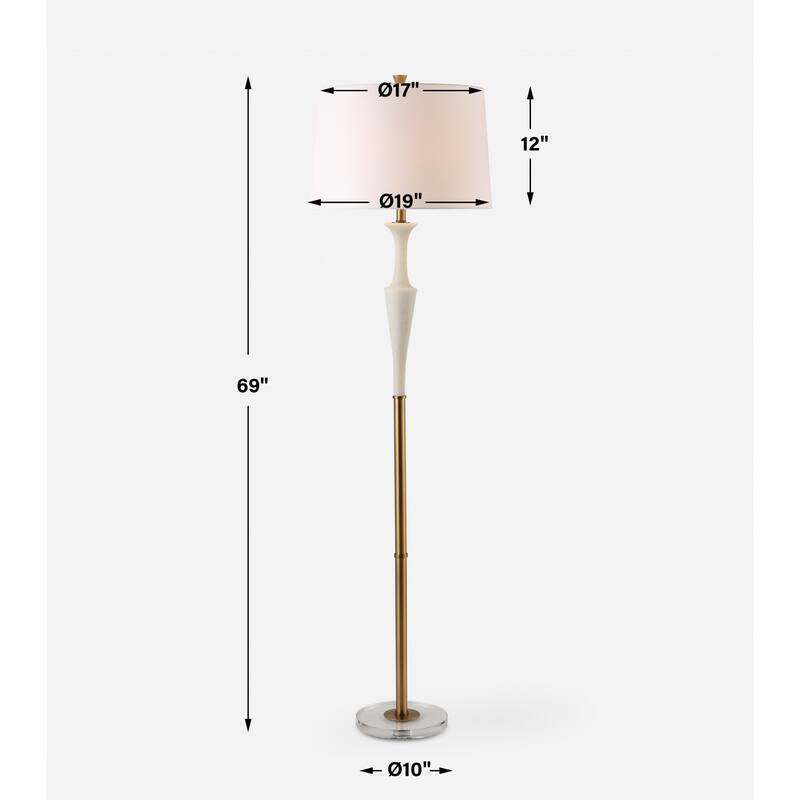 Stone Base Floor Lamp with Tapered Shade - 69" - Brass Plated Finish