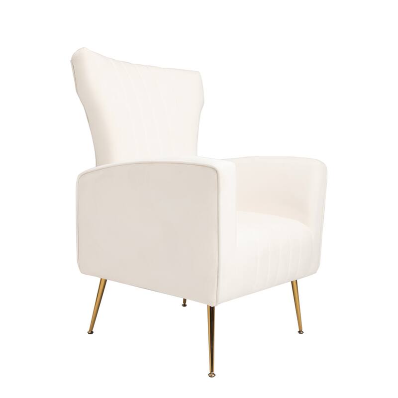 Velvet Accent Chair, Wingback Arm Chair with Gold Legs, Upholstered Single Sofa
