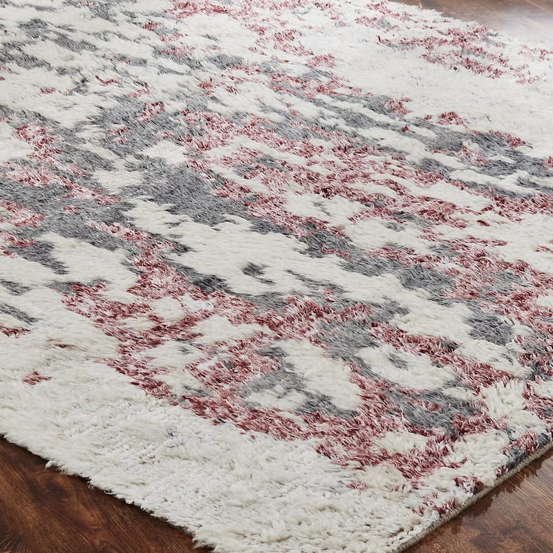 Abstract Tribal Shag Pink/Grey Area Rug Bed Bath & Beyond 35487751