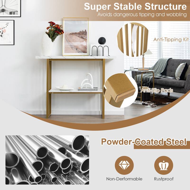 Gymax 48'' 2-Tier Entryway Hallway Console Table Couch Side Table for