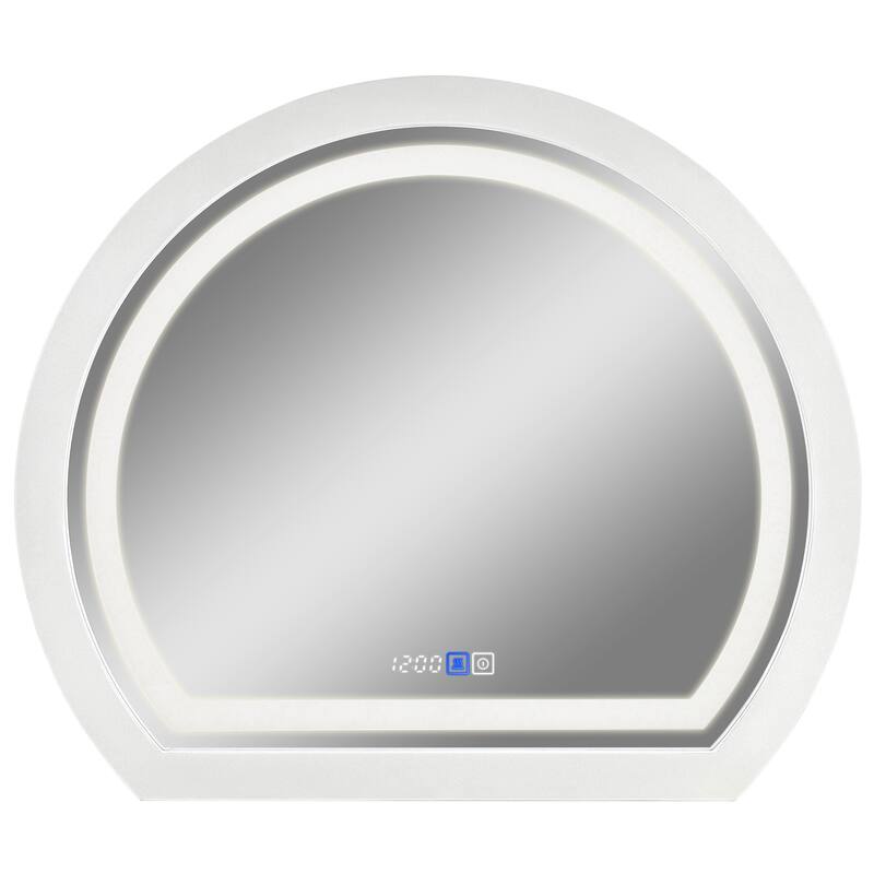 Arched Black Framed LED light Anti-fog 3 Colors Dimmable Wall Mirror - 27.6x23.6