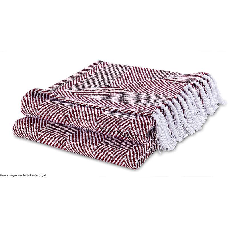 Cozy Cotton Elegance: Handmade 50''x60'' Throw Blankets (Set of 2) with Tassels