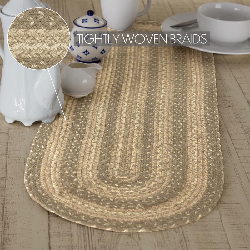Cobblestone Jute Oval Runner 13x36 - 13x36 - Tan