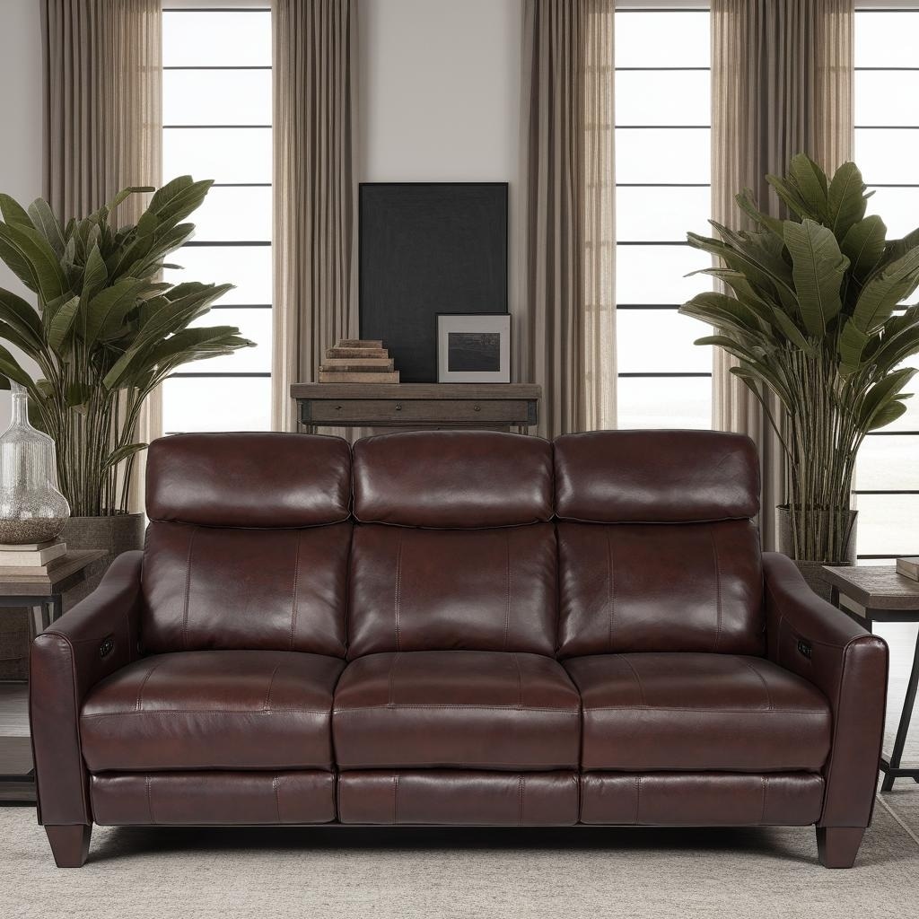 Armen Living Milos 83" Zero Gravity Leather Power Reclining Sofa with USB Ports