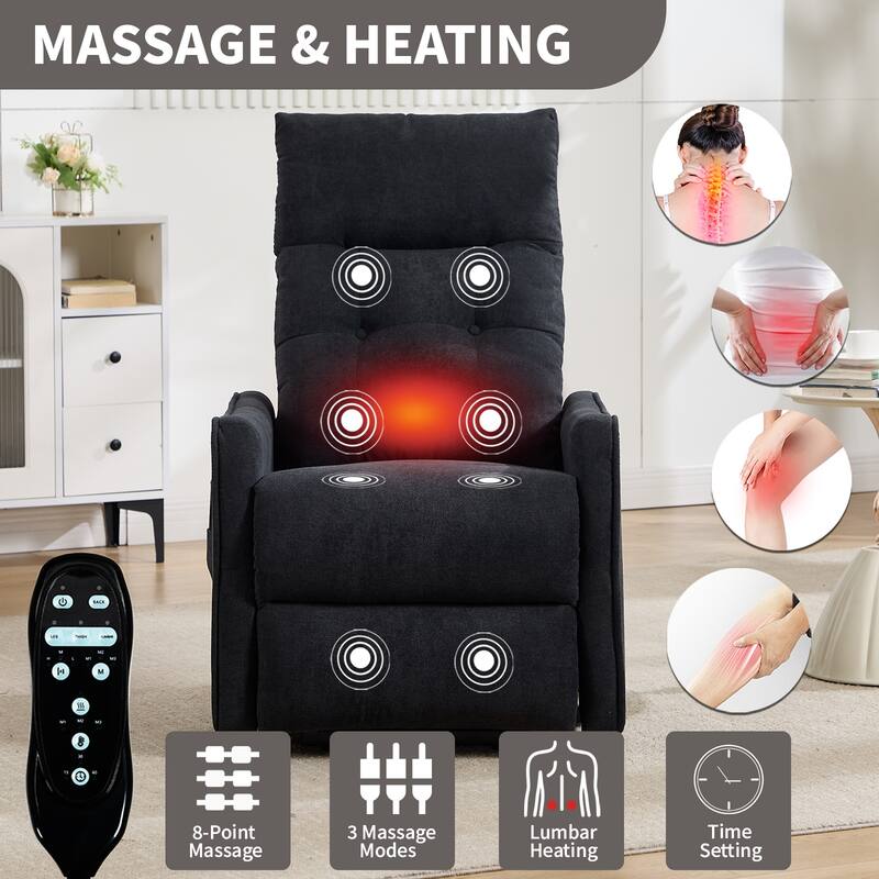 Roomfitters Power Lift Recliner Chair, Single Motor Massage Sofa with Heat and USB Port, Heavy Duty Chenille Fabric