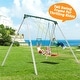 preview thumbnail 10 of 16, 9.5' Heavy Duty Metal Swing set for Backyard with Platform Swing, Belt Swing, and Trapeze Bar