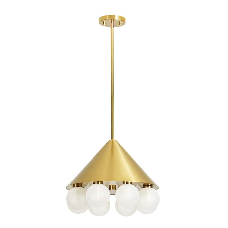 8-Light Modern Metal & Glass Pendant with Sanded Striped Glass Balls for Living Room - 8 Light