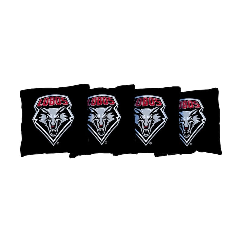 New Mexico UNM Lobos Black Cornhole Bags - All-Weather Resin Filled