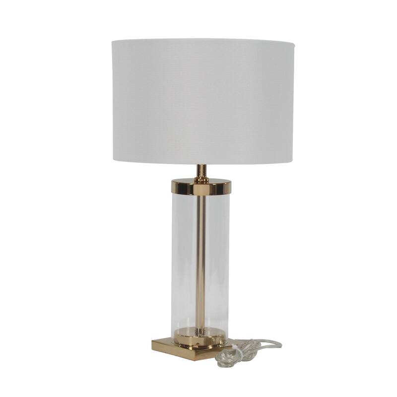Metal Room Table Lamp with Clear Glass Body - Gold - CosmoLiving by Cosmopolitan