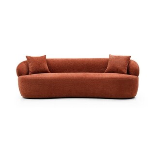 Mid Century Modern Curved Sofa, 3 Seat Cloud couch Boucle sofa Fabric ...