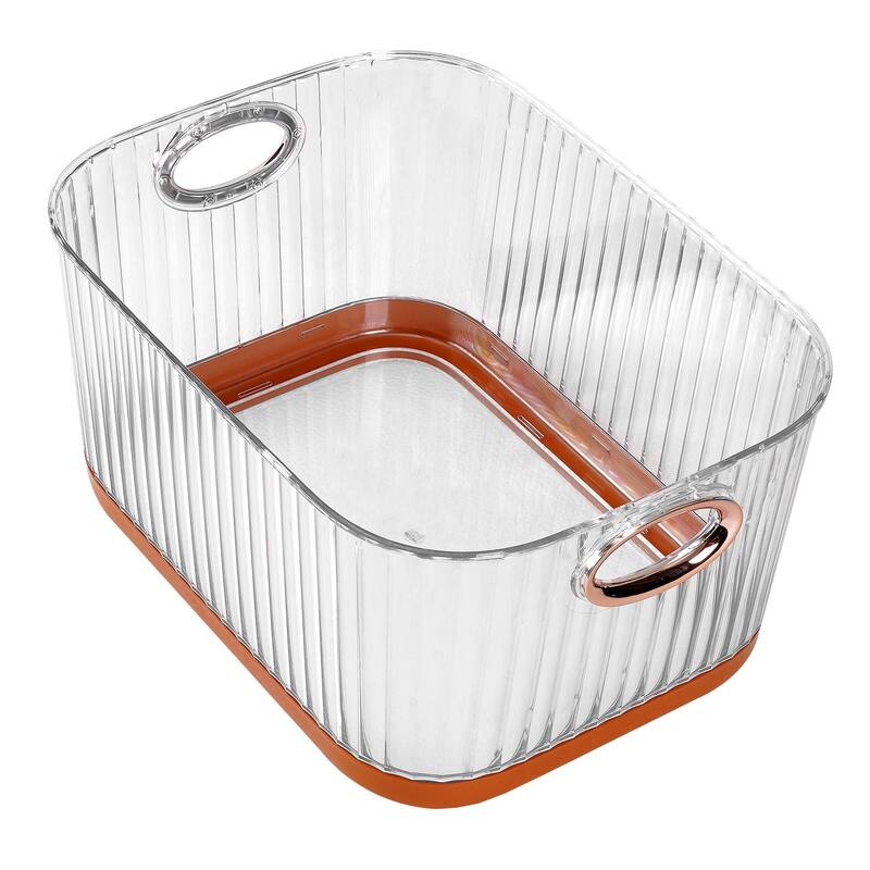 Set of 2 Plastic Storage Bins Organizers Stackable Clear Pantry Organizer Box Containers