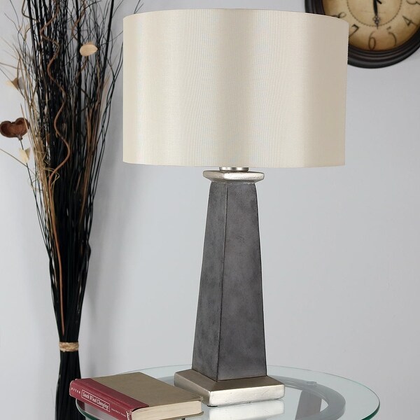 Sunnydaze Indoor-Outdoor Modern Concrete Pillar Table Lamp - Electric - 27-Inch