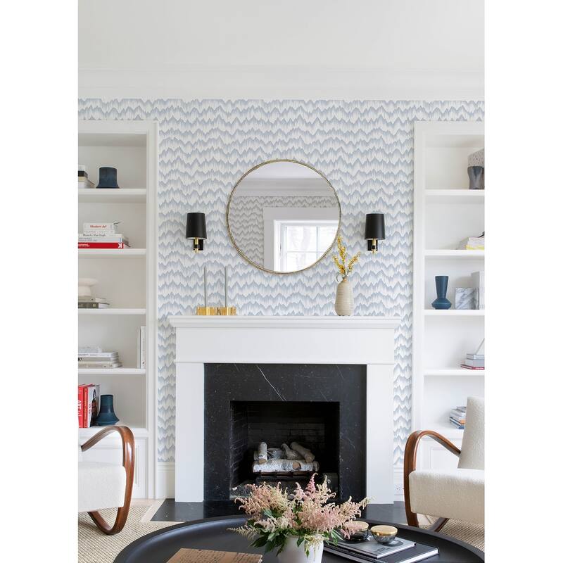 A-Street Prints Holmby Light Blue Brushstroke Zigzag Wallpaper