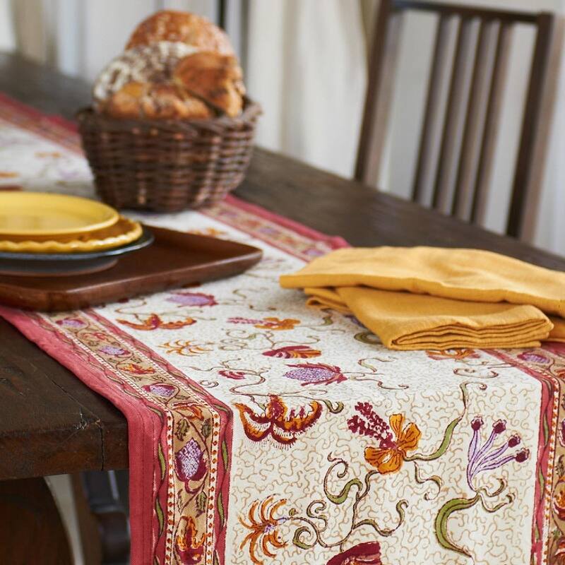 Couleur Nature Fleurs des Indes Multicolored Cotton Table Runner