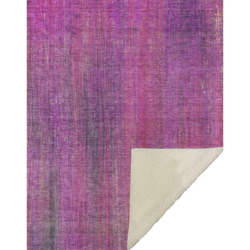 Premium Machine Washable Ombre Solid Sherpa Throw Blanket