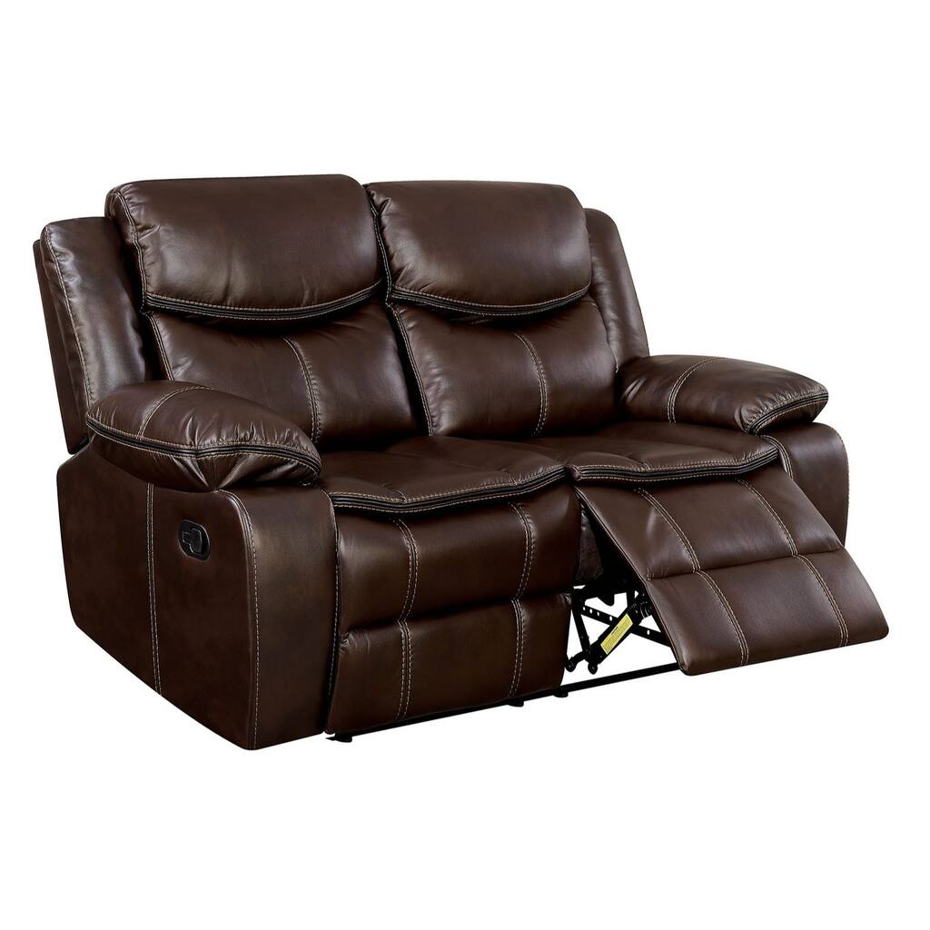 Leatherette Reclining Loveseat, Brown
