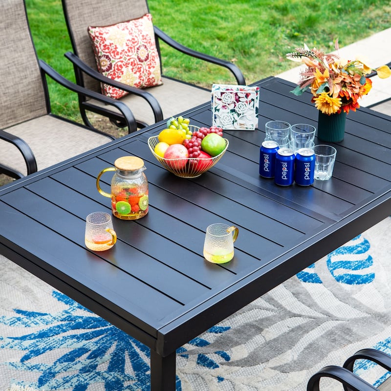 MAISON ARTS 7/9-Piece Patio Dining Furniture Set with Dining Swivel Chairs and 1 Expandable Outdoor Dining Rectangle Table